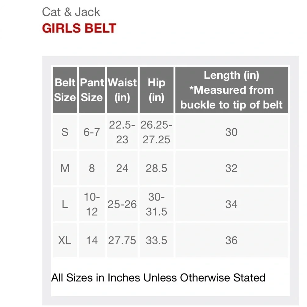 Cat & Jack Girls' 3pc Belt Set | Size XL, NWT